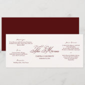 Ivory and Burgundy Wedding Menu Card Einladung (Vorne/Hinten)