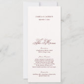 Ivory And Burgundy Wedding Menu Card Einladung (Vorderseite)