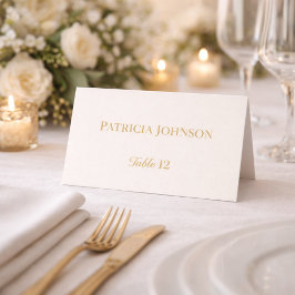 Ivory and Gold 50th Anniversary Folded Place Card Platzkarte