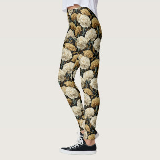Ivory and Gold Crossfit Carnation Aesthetic Secret Leggings