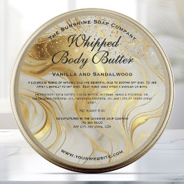Ivory and Gold Glitter Body Butter Jar Label Runder Aufkleber