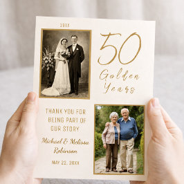 Ivory and Gold Golden Anniversary Thank You Card Dankeskarte