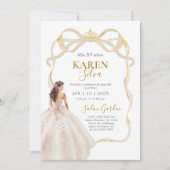Ivory and Gold Quinceanera Invitation Einladung (Vorderseite)