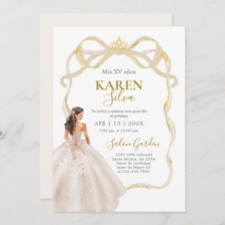 Ivory and Gold Quinceanera Invitation Einladung