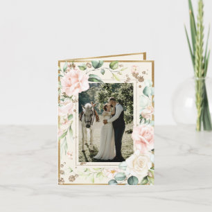 Ivory Antique Watercolor Foto Blumenhochzeit Dankeskarte