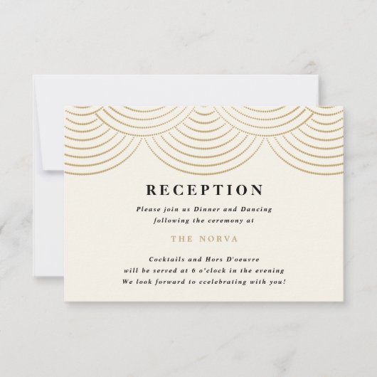 Ivory Art Deco String Lights Empfang Card Einladung (Vorderseite)
