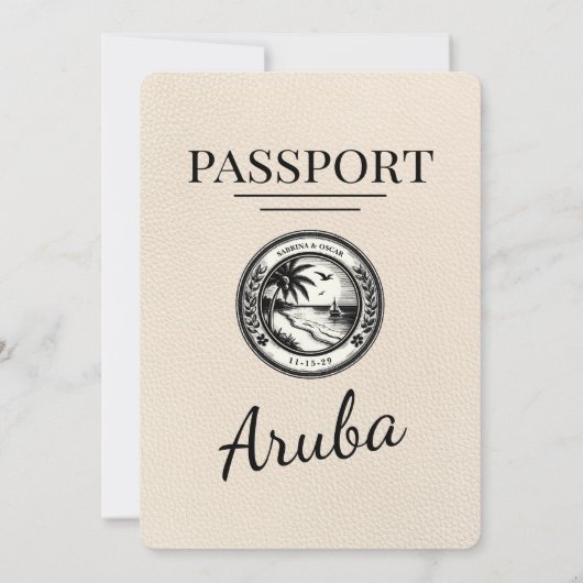 Ivory Aruba Pass Einladung zur Hochzeit (Rückseite)