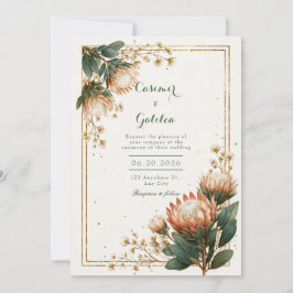Ivory Astrantia Gold Foil Wedding Einladung