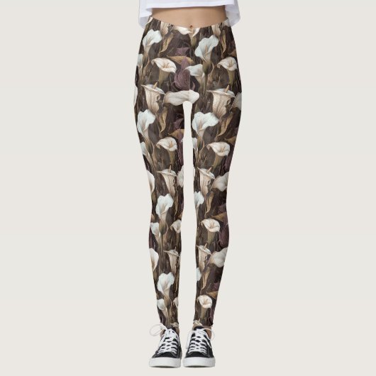 ivory Athletic Calla lilies Sparkle Moms Day Gifts Leggings (Vorderseite)