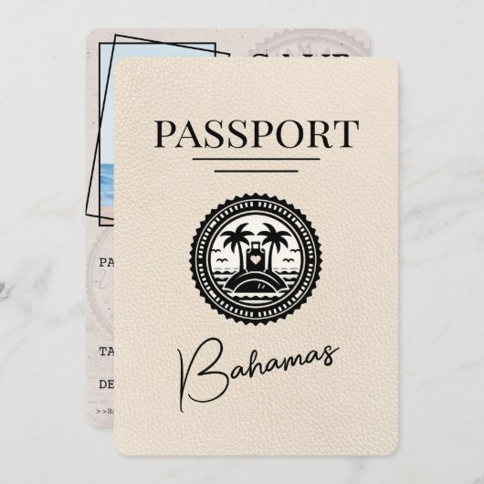 Ivory Bahamas Passport Save the Date (Vorne/Hinten)