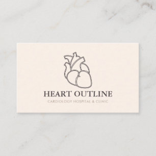 Ivory Beige Blush Cardiologin Doctor Heart Visitenkarte