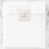 Ivory Beige Elegant Monogram Wedding Square Quadratischer Aufkleber (Tasche)