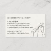 Ivory Beige Florist Handgezeichnet Botanical Visitenkarte (Rückseite)