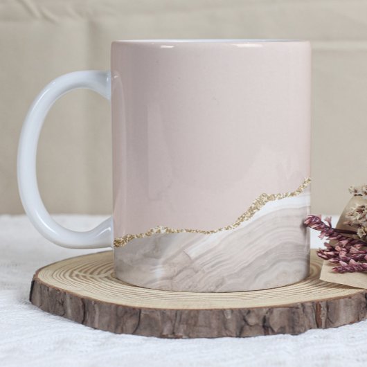 Ivory Beige Taupe Agate Gold Glitter Kaffeetasse