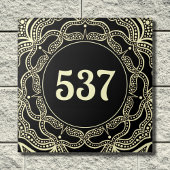 Ivory & Black Boho Decorative House Number Plaque Fliese