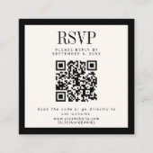 Ivory black classic elegant QR RSVP wedding Begleitkarte (Vorderseite)