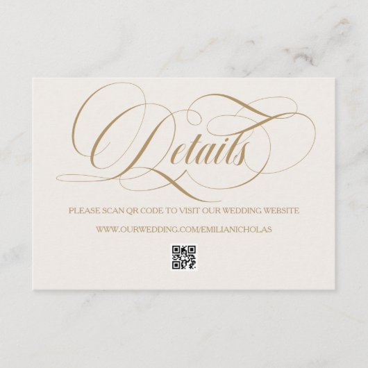 Ivory Black Classic Simple Wedding Begleitkarte (Vorderseite)