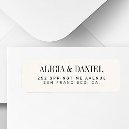 Ivory black elegant wedding return address