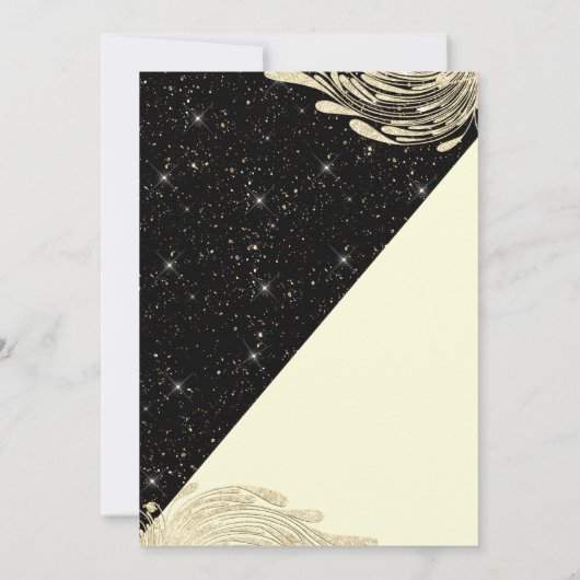 Ivory Black Gold Sparkle Glitzer Masquerade Prom Einladung (Rückseite)