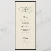 Ivory & Black Old Money Aesthetic Retro Wedding Menükarte (Vorderseite)