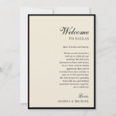 Ivory & Black Old Money Wedding Itinerary Card Einladung (Vorderseite)