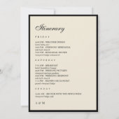 Ivory & Black Old Money Wedding Itinerary Card Einladung (Rückseite)