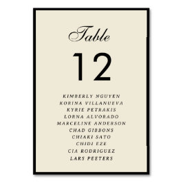 Ivory & Black Seating Chart Names Vintage Wedding Tischnummer