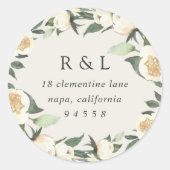 Ivory Bloom | Aquarellfarbene Rücksendeadresse Runder Aufkleber (Vorderseite)
