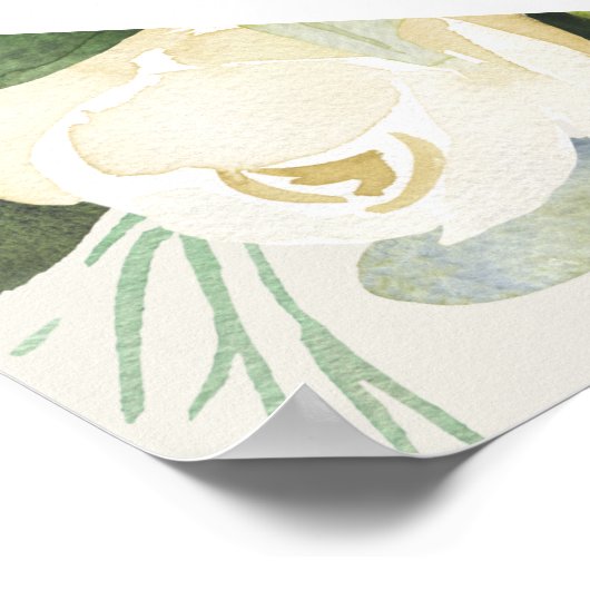 Ivory Bloom | Begrüßung von Aquarellblumen Poster (Ecke)