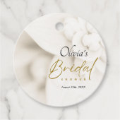 Ivory Bloom & Elegantes Gold Script Brautparty Geschenkanhänger (Vorderseite)
