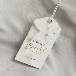 Ivory Bloom & Elegantes Gold Script Brautparty Geschenkanhänger