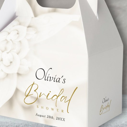 Ivory Bloom & Elegantes Gold Script Brautparty Geschenkschachtel