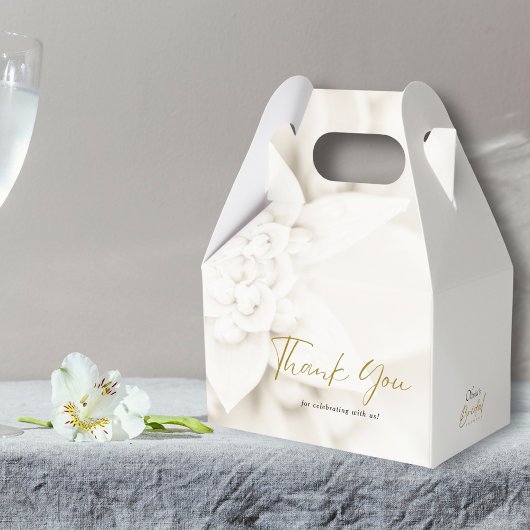 Ivory Bloom & Elegantes Gold Script Brautparty Geschenkschachtel