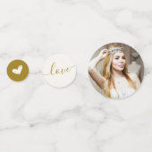 Ivory Bloom & Elegantes Gold Script Brautparty Konfetti (Rückseiten)