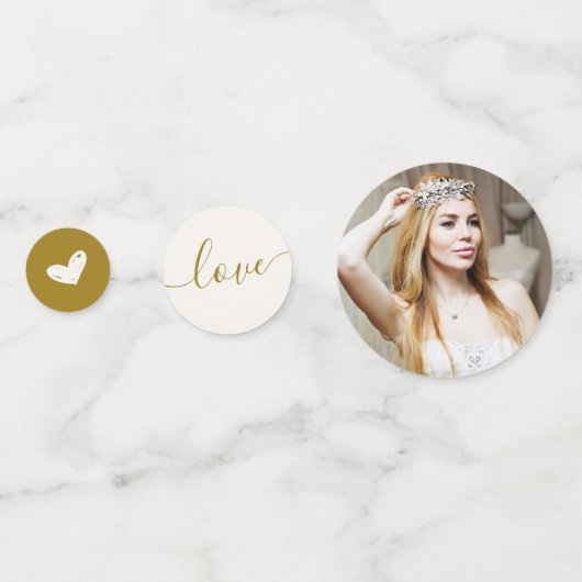 Ivory Bloom & Elegantes Gold Script Brautparty Konfetti (Rückseiten)