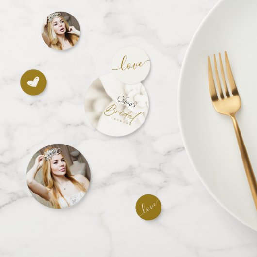 Ivory Bloom & Elegantes Gold Script Brautparty Konfetti (Gruppe)