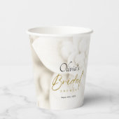 Ivory Bloom & Elegantes Gold Script Brautparty Pappbecher (Rückseite)