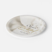 Ivory Bloom & Elegantes Gold Script Brautparty Pappteller (Schrägansicht)