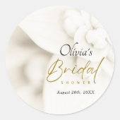 Ivory Bloom & Elegantes Gold Script Brautparty Runder Aufkleber (Vorderseite)