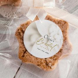 Ivory Bloom & Elegantes Gold Script Brautparty Runder Aufkleber