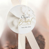 Ivory Bloom & Elegantes Gold Script Brautparty Runder Aufkleber