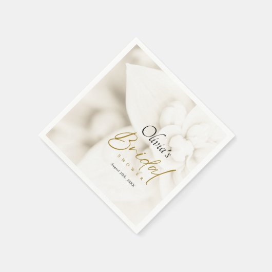 Ivory Bloom & Elegantes Gold Script Brautparty Serviette (Ecke)