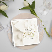 Ivory Bloom & Elegantes Gold Script Brautparty Serviette