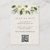 Ivory Bloom | Floral QR Code Wedding RSVP Begleitkarte (Vorderseite)