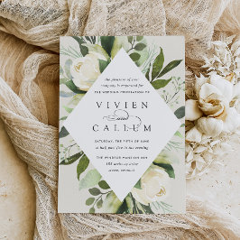 Ivory Bloom | Geometrisches Blumenzildchen Einladung