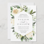 Ivory Bloom | Geometrisches Blumenzildchen Einladung (Vorderseite)