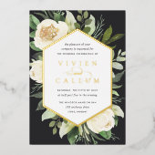 Ivory Bloom | Geometrisches Blumenzildchen Folieneinladung (Vorderseite)