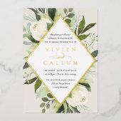 Ivory Bloom | Geometrisches Blumenzildchen Folieneinladung (Vorderseite)