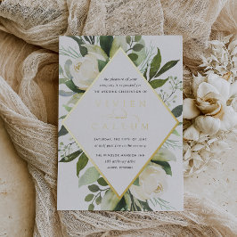 Ivory Bloom | Geometrisches Blumenzildchen Folieneinladung