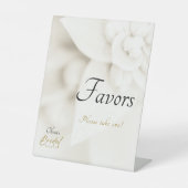 Ivory Bloom & Gold Script Brautparty Favoriten Sockelschild (Vorderseite)